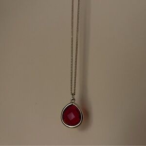 Express Necklace - Gold Toned Chain with Red Pendant
